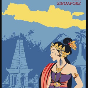 Visit Java vintage travel poster from the 1930s - an evocative image which has been scrubbed up a little from the original.