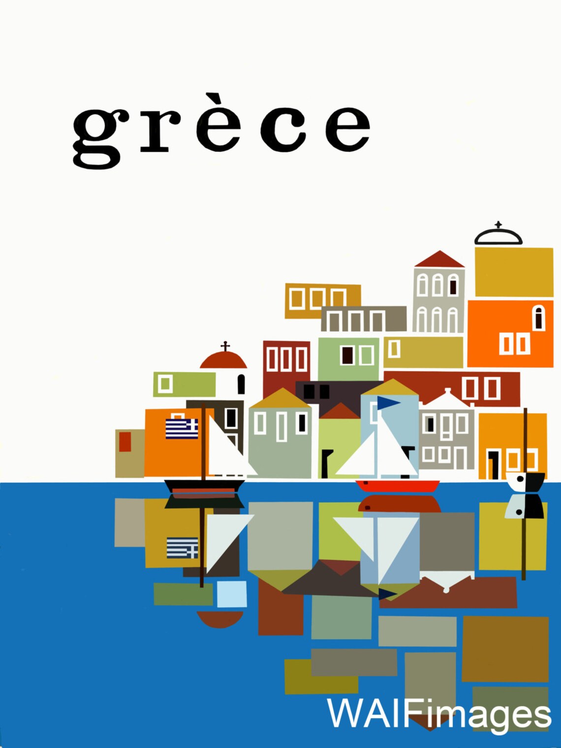 Greece Travel Poster Vintage Mid Century Travel Poster Ideal for Wall