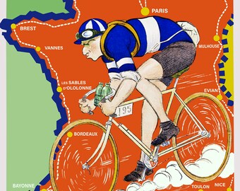 Tour De France Cycle Race Poster circa 1925 - A classic vintage poster image with a few digital tweaks here and there.