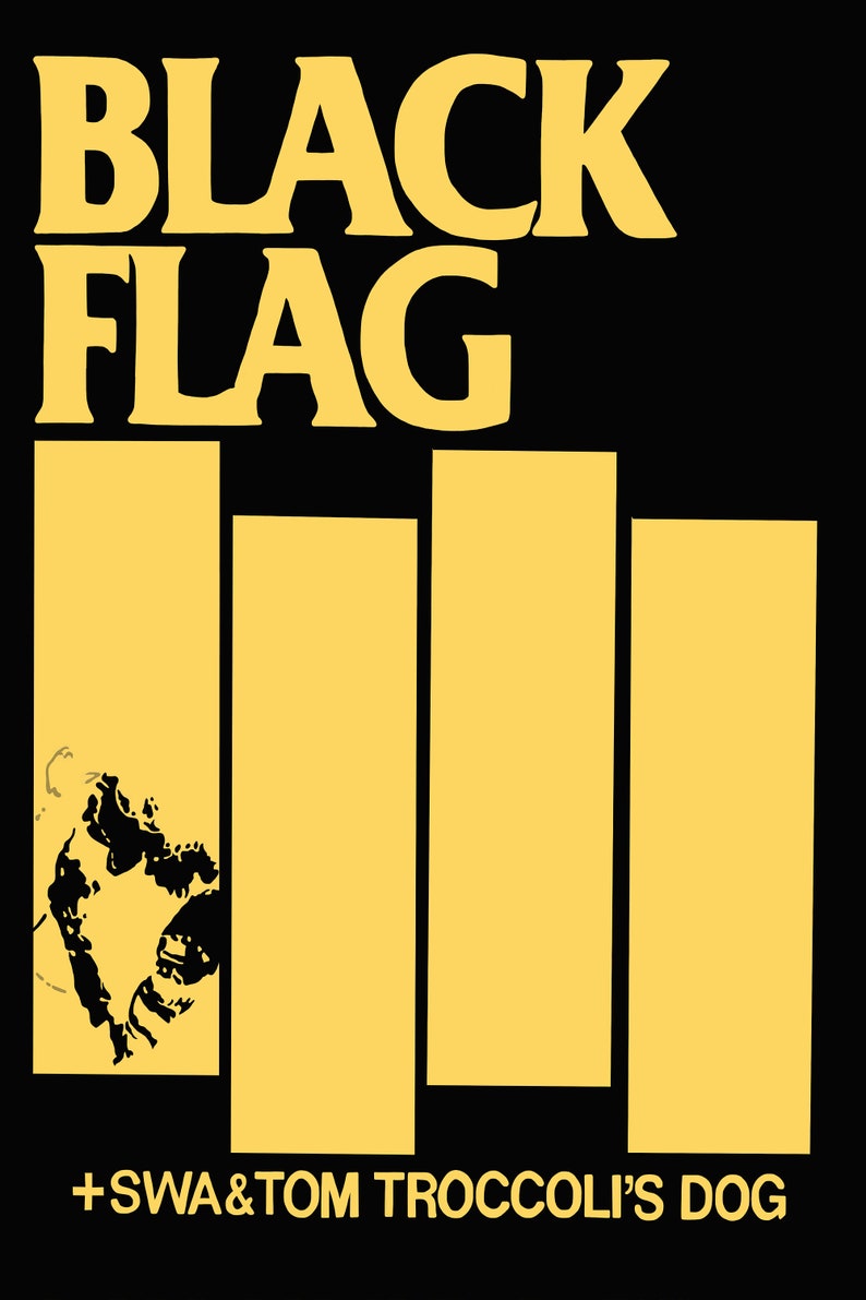 Black Flag Poster Derived From a 1980s Concert Poster for the Seminal ...
