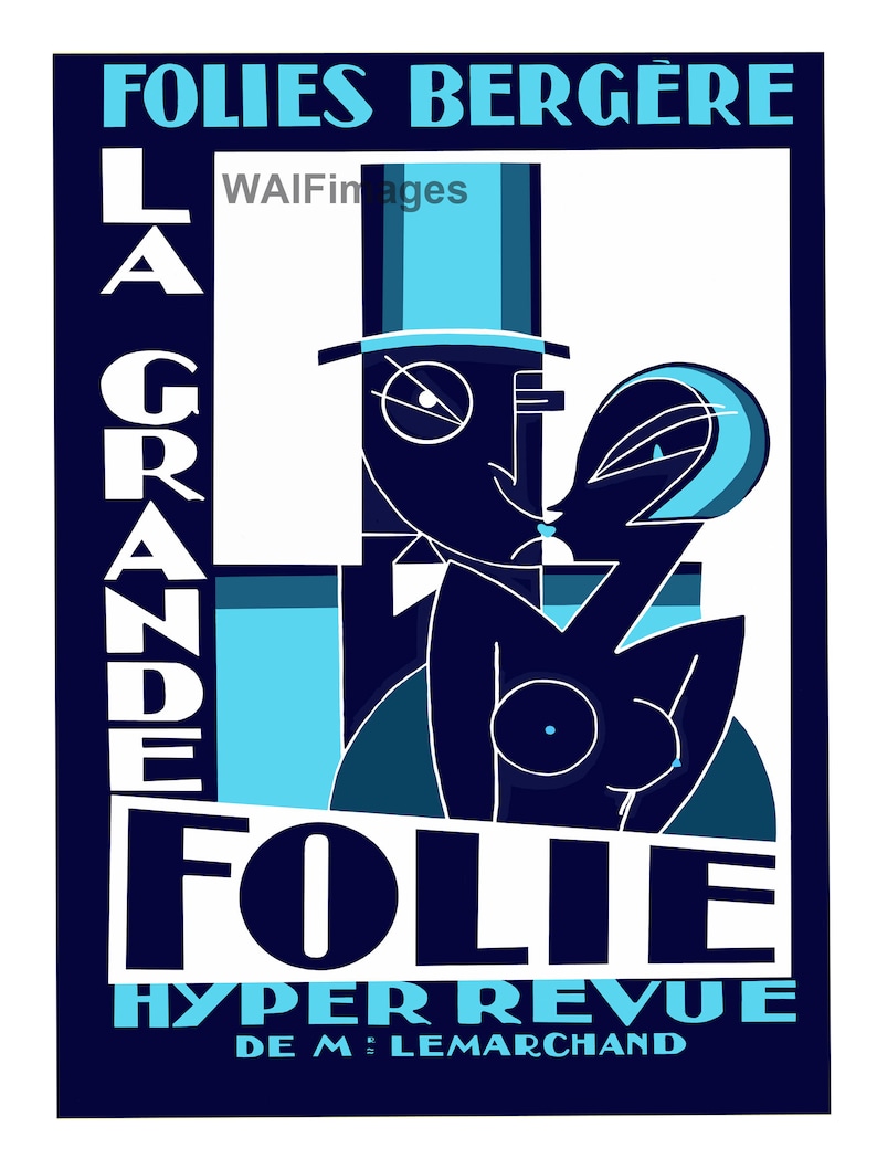 Vintage Folie Bergere Poster Image from 1927 based on an ...