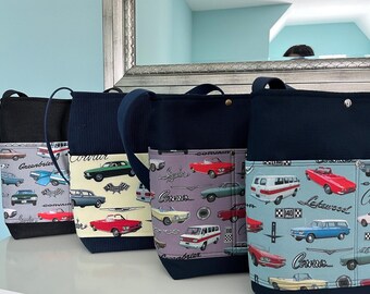 Corvair Pockets Bag, Corvair Handcrafted Purse, Fashion Accessory, Cross Body Purse, Automobile Enthusiast Gift, 1960 Cars