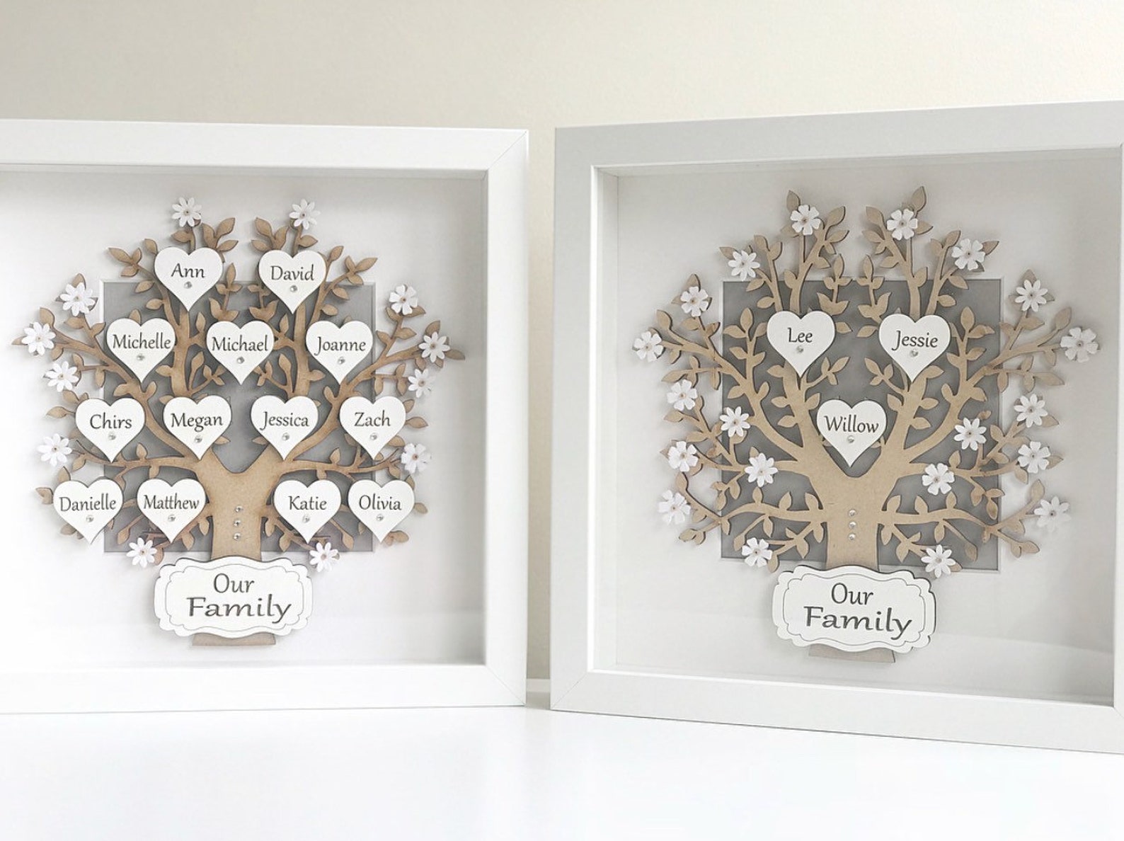 Family Tree Frames Personalised Gifts Box Frame Keepsake Etsy