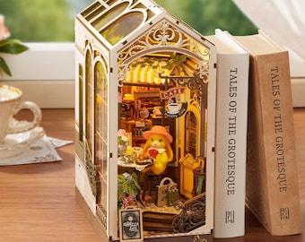 Build Your Own Book Nook, Doll House DIY Kit, Model Set, Miniature Book Nook Craft Kit for Adults, Mini Diorama Room, Holiday Cafe