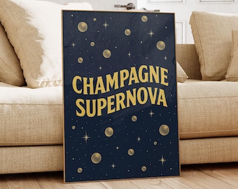 Op champagne supernova geïnspireerde kunstprint, kunst aan de muur muziek, champagne supernova, muziekprint, muziekkunst, kunst aan de muur muziek, indie, muziekteksten