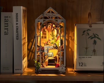 Build Your Own Garden Greenhouse, Doll House DIY Kit, Model Set, Miniature Greenhouse Craft Kit for Adults, Mini Diorama Room with Furniture