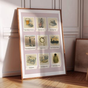 Britpop-muurkunstdruk, geïnspireerd door oase, muziekposter, muziekafdrukken, set van 9 iconische liedschetsen, muziekkunst aan de muur, indiemuziekafdrukken