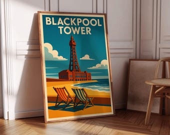 Blackpool Tower print, Blackpool Tower kunst aan de muur, Lancashire landmark poster, Blackpool Home decor, Blackpool cadeau, lokale bezienswaardigheden