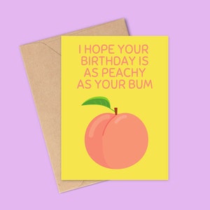 Funny Birthday Card For Her, Peachy Bum Birthday, Peachy As Your Bum, Happy Birthday, Birthday Card, Card for Gym Goer,