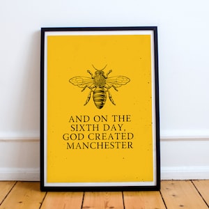 Manchester Print, Manchester City Art Print, Manchester Bee,  Manchester Print Unframed, A4, A3, Manchester Bee, Love Manchester,