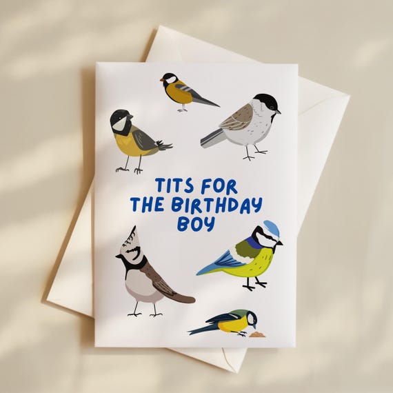 Funny Birthday Card For Him, Tits for the Birthday Boy Card, Funny Card, Birthday card, Tit Birds Cards, Funny Birthday Cards