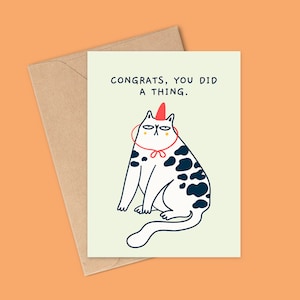 Carte de félicitations drôle pour lui ou elle, chat sarcastique, carte drôle, carte de félicitations, cartes de félicitations drôles, carte pour amoureux des chats