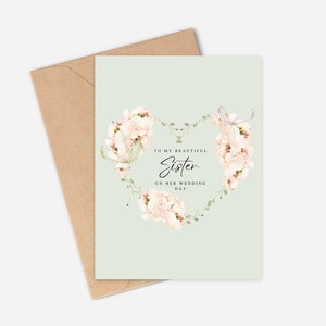 Carte de mariage sincère pour soeur, carte de mariage soeur, carte de mariage, carte soeur, carte pour le jour du mariage des soeurs