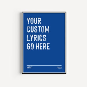 Your Custom Lyrics Art Print, Choose your Favourite Lyrics Wall Art, Custom Print, Any Lyrics Personalised Choice, A5 A4 A3, Lyrics Print,