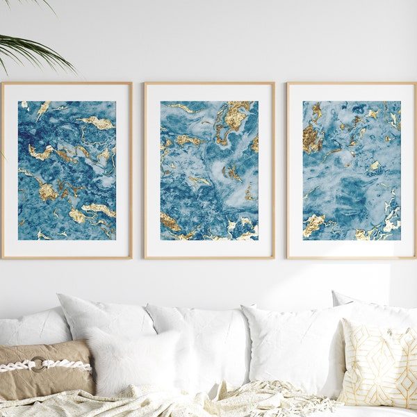 Blue and Gold Wall Art Etsy UK