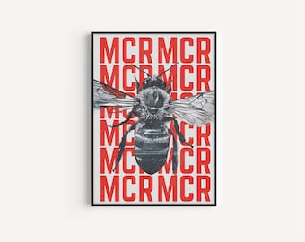 Manchester Print, Manchester Bee, Manchester Art Print, Love Manchester, Gallery Wall