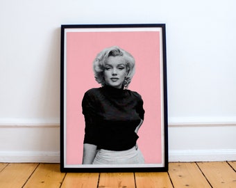 Marilyn Monroe Art Print | Marilyn Monroe Print |  Pastel Pink Print |  A4 A3 16x12 | Marilyn Monroe Wall Art | Retro Print | Vintage Style