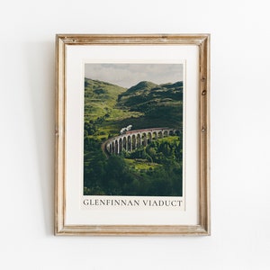 Scotland art print, Glenfinnan Viaduct Print, Oil Paint Style, Scotland, Glenfinnan, Steam Train wall art, Scotland Wall Decor, Landscape,