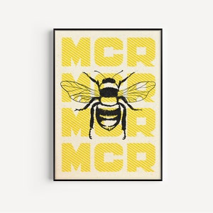 Manchester Print, Manchester Bee, Manchester Art Print, Manchester Print Unframed, A5/A4/A3/A2, Love Manchester, Gallery Wall, Living Room