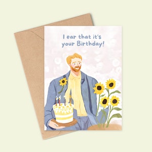 Carte d’anniversaire mignonne pour ami, Van Gogh, Carte mignonne, Carte d’anniversaire, Cartes d’anniversaire drôles, Carte pour amateur d’art