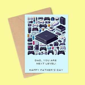 Carte de jeu pour la fête des pères, carte papa, vous êtes le prochain niveau, carte de fête des pères, cartes pour papa, papa joueur, design rétro