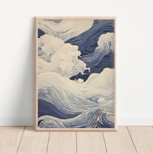 Crashing Waves Print, Waves Art, Sea Poster, Wave Prints, Abstract Seascape, Sea Themed Wall Art, Unframed, Original Art Print