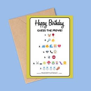 Carte d’anniversaire unique pour les fans de cinéma, carte d’anniversaire Devinez le film, carte de quiz de film, joyeux anniversaire, carte d’anniversaire, carte pour fan de cinéma