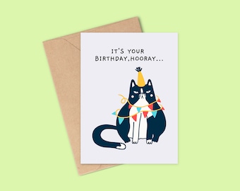 Carte d'anniversaire drôle pour lui ou elle, chat sarcastique, carte drôle, carte d'anniversaire, cartes d'anniversaire drôles, carte pour amoureux des chats