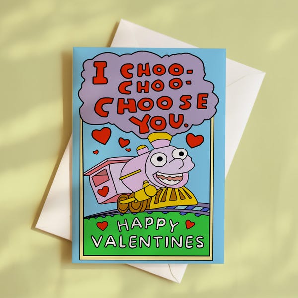 Funny Valentines Day Card For Him or Her, The Simpsons Inspired, Funny Card, Valentines card, Funny Valentines Cards, I Choo Choo Choose you