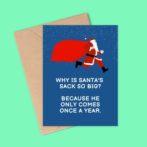 Funny Christmas Card, Santa&#39;s Sack Card, Funny Card, Christmas card, Santa Joke, Funny Christmas Cards