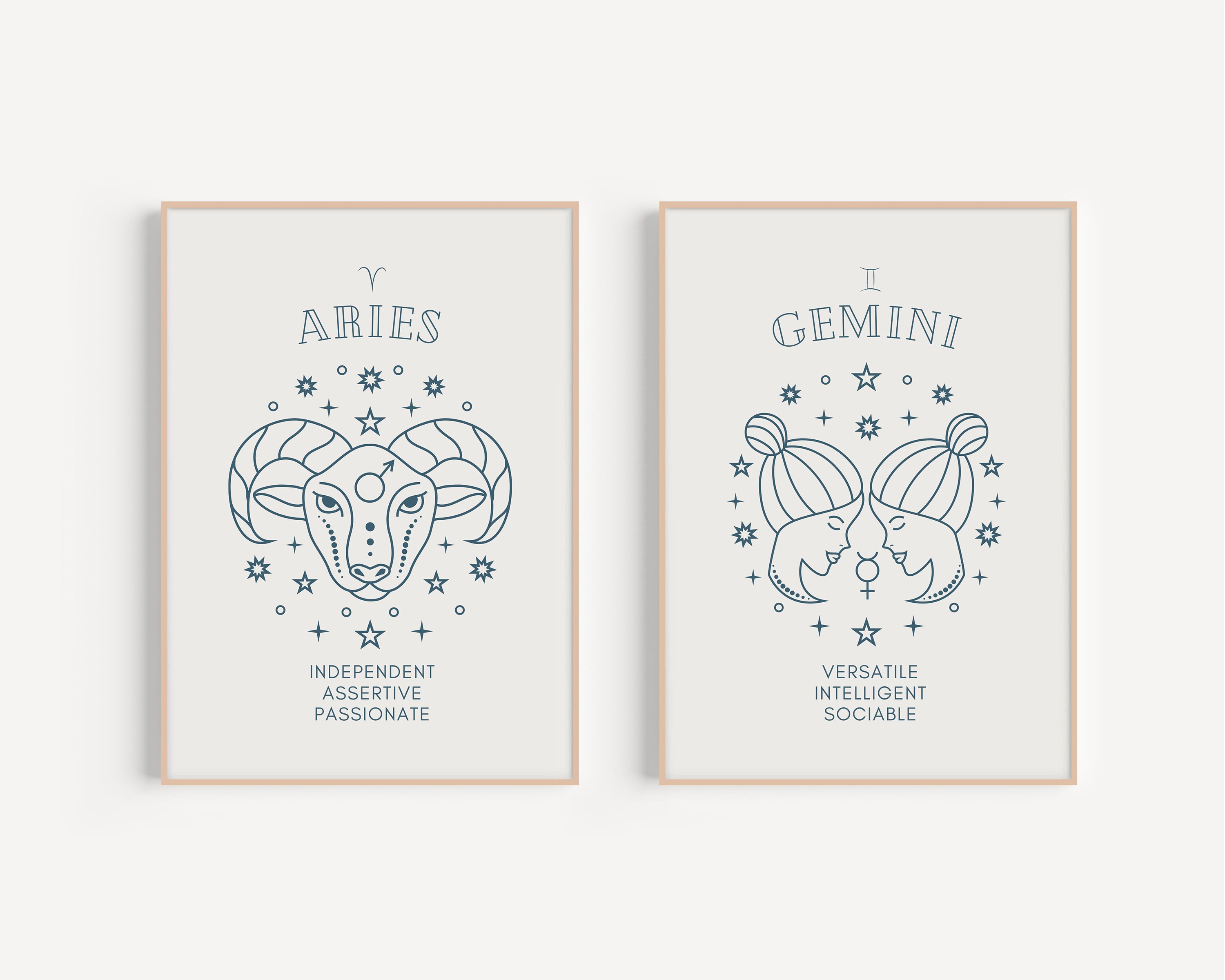7x5/a4 Zodiac Art Prints Star Signs Wall Art Zodiac Prints Etsy