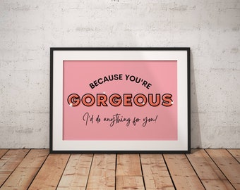 Babybird You're Gorgeous inspired Lyrics Art Print - Poster | Unframed | A4 | Babybird Music Poster | Music Lyrics Gift | Babybird