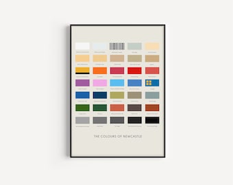 Impresión "Los colores de Newcastle", Impresión de la ciudad de Newcastle, Newcastle, Impresión de Newcastle sin marco, A4, A3, A2, A1, Amor Newcastle, Ciudad de Newcastle