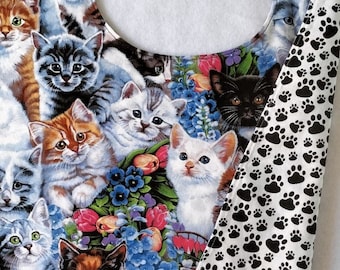 Cats and Kitten Fabric Adult Bib Style Reversible Clothing Protectors
