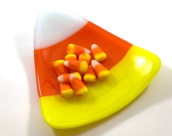 Fused Glass Candy Corn Dish, Fall Decor