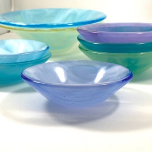 Wispy Pastel Fused Glass Bowls, Three Sizes Pastel Bowls, Spring Themed Bowls, Clouds, Fused Glass Art Bowls