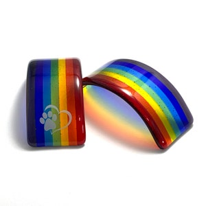 Fused Glass Rainbow Bridge, Small Memorial Rainbow Bridge, Rainbow Candle Screen, Rainbow Suncatcher, Paw Print in Heart, Pet Loss Rainbow