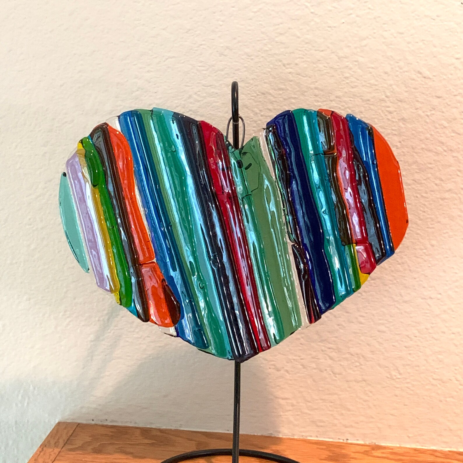 Fused Glass Heart Heart Wall Art Layered Glass Heart Heart Etsy