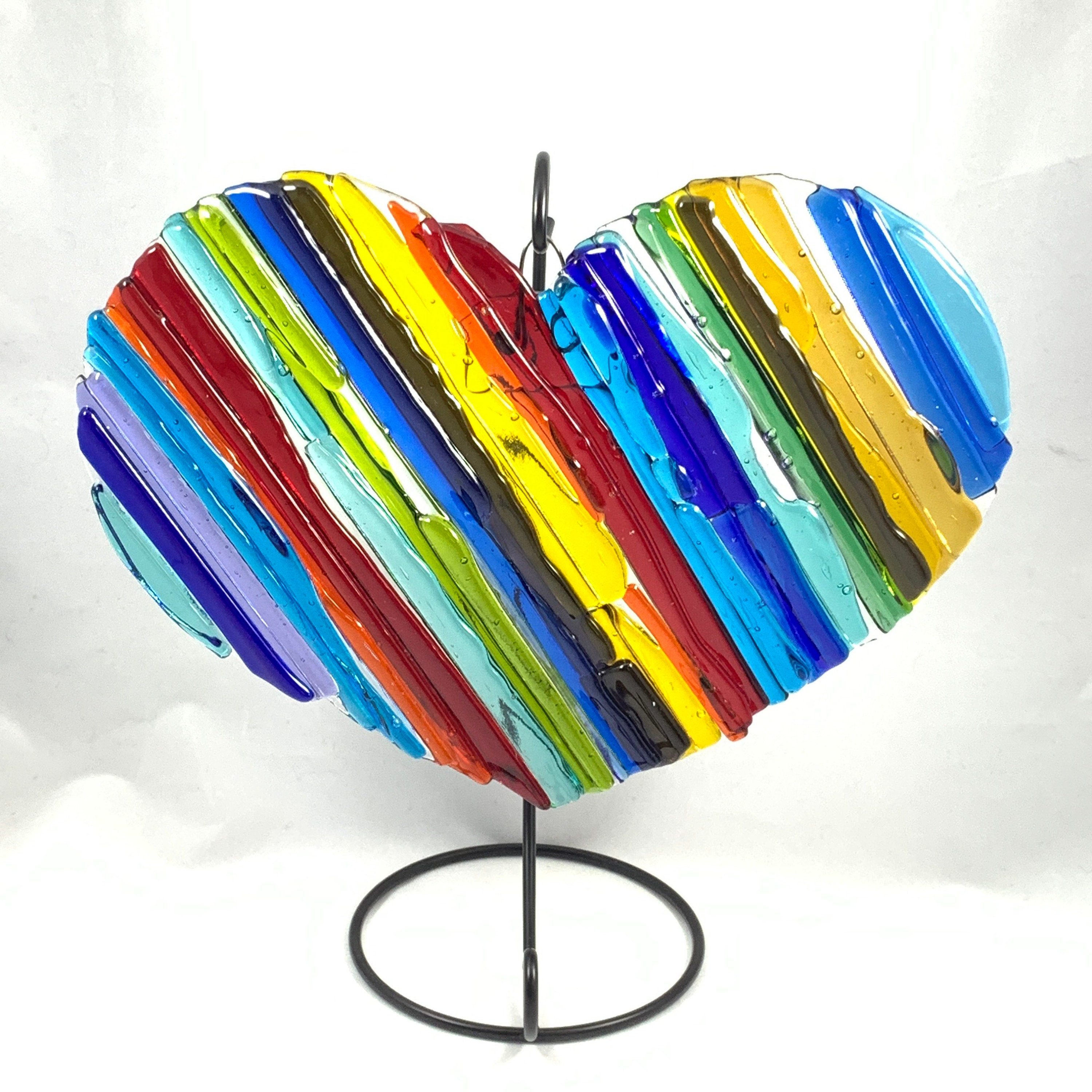 Fused Glass Heart Heart Wall Art Layered Glass Heart Heart Etsy UK