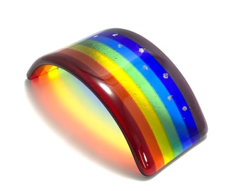 Custom CREMAINS Fused Glass Rainbow Bridge, Small Memorial Rainbow Bridge, Pet Ashes Rainbow, Rainbow Candle Screen, Pet Loss