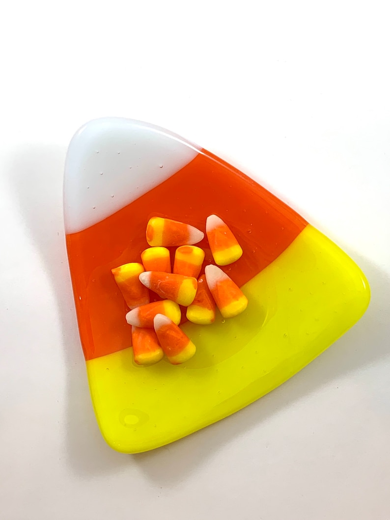 Candy Corn Candy Dish Fused Glass Candy Dish Fall Decor Etsy