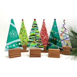 Fused Glass Christmas Tree, Christmas Display Piece, Holiday Art, Christmas Decor, Mantle Art