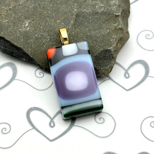 Modern Fused Glass Necklace, Stacked Squares Pendant, Multi-color Glass Pendant, Geometric Fused Glass Jewelry, Jewelry Set