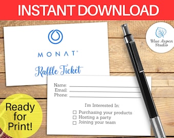 monat raffle tickets template instant download business cards etsy
