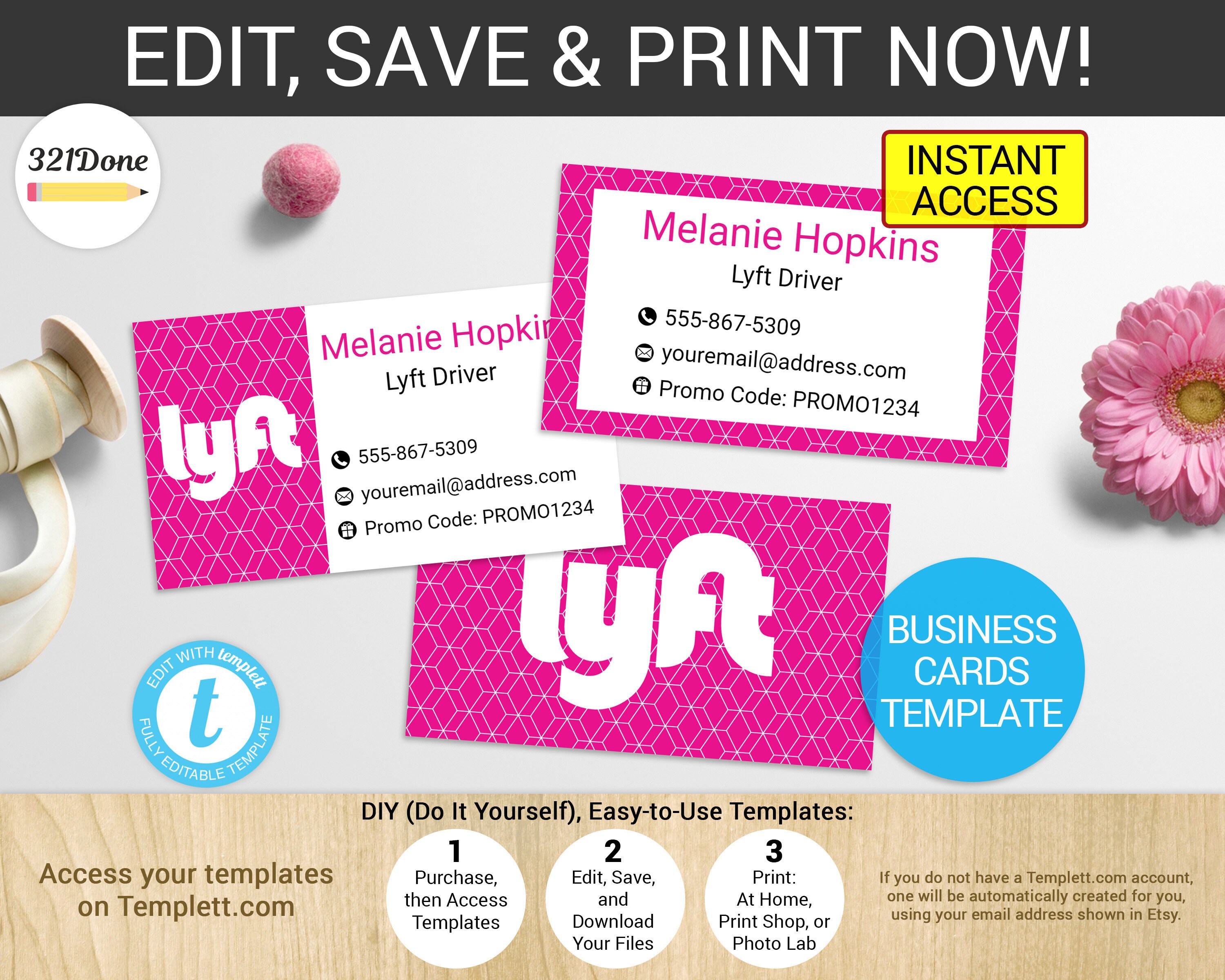 Lyft Business Cards Lyft Card Printable Lyft Card | Etsy