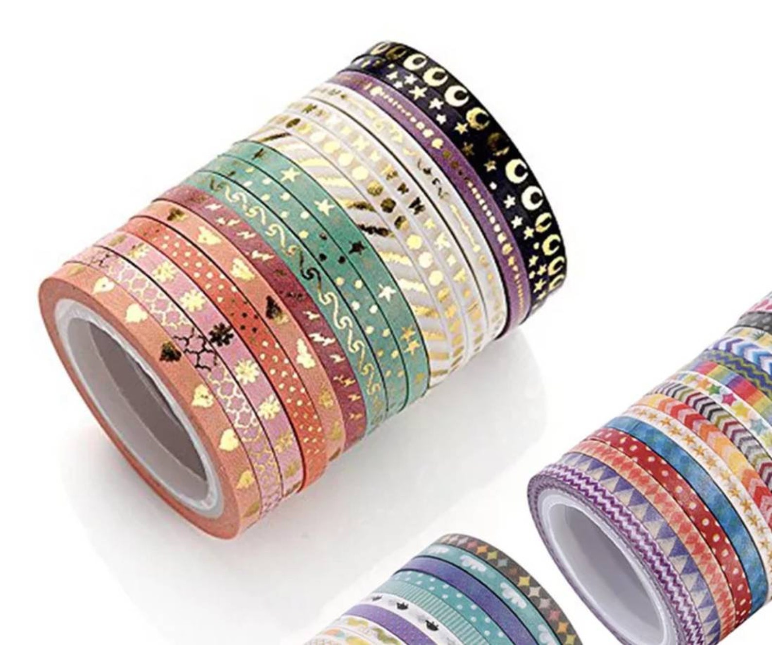 16 Pack Gold Foil Washi Tape Pastel Washi Tape Thin Washi Etsy