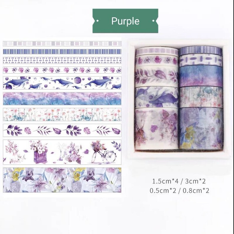 10 Pack Washi Tape Thin Washi Tape Wide Washi Tape Mixed Etsy