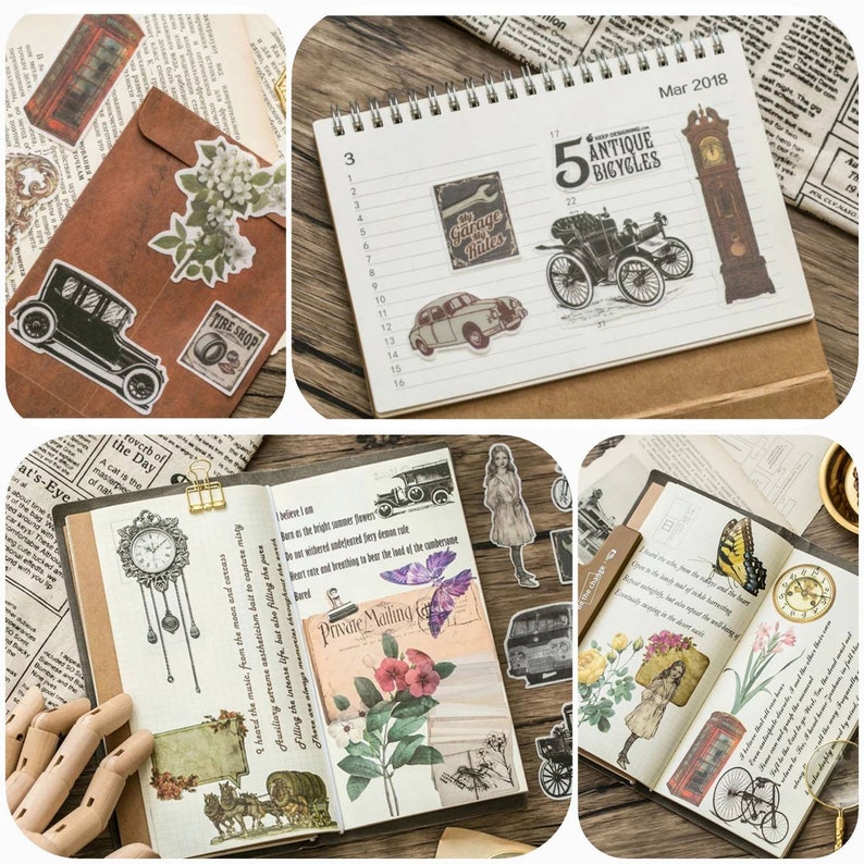 Vintage Transparent Stickers 60 Pack of Stickers Bujo Bujo | Etsy