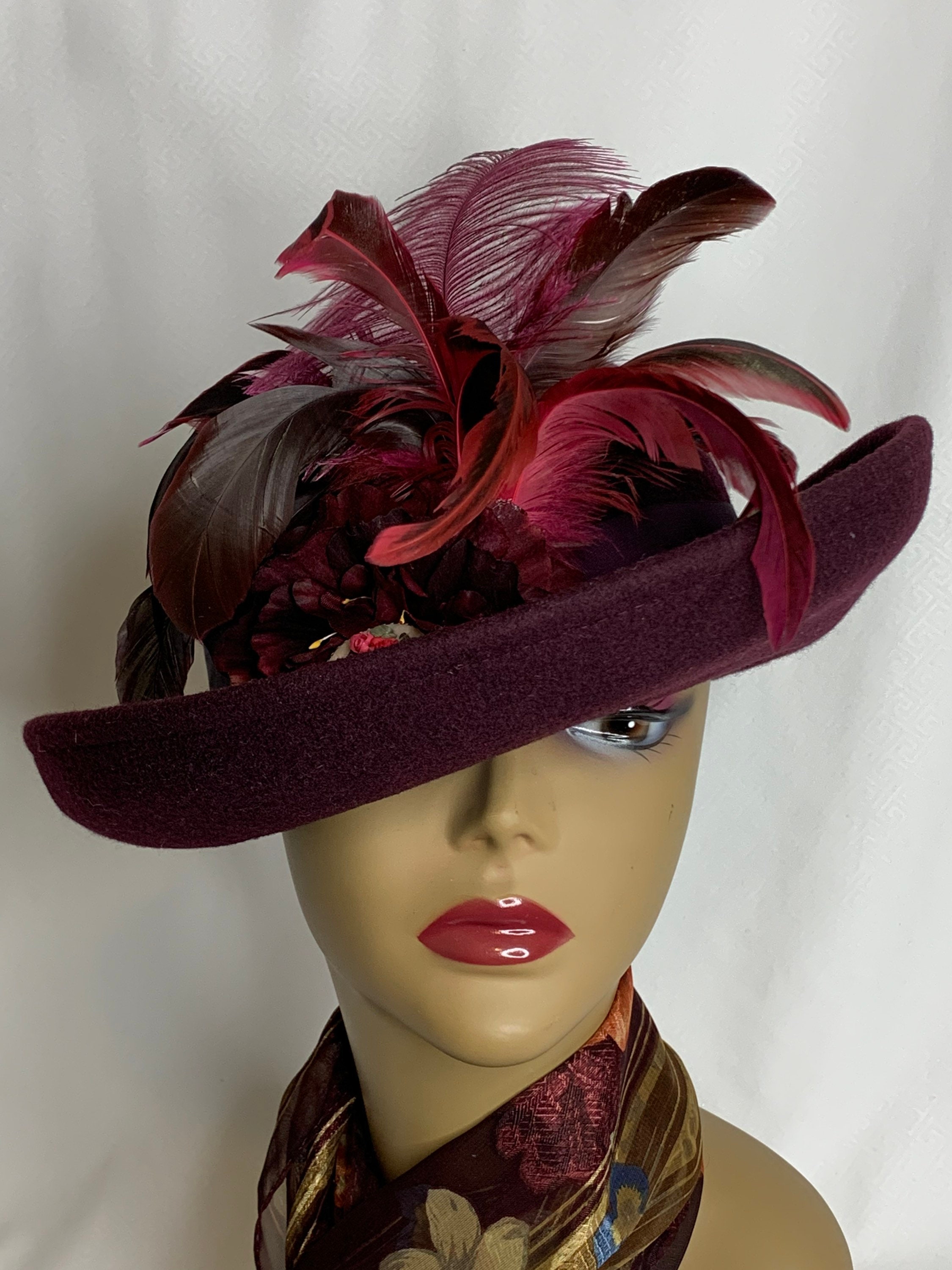 Burgundy Straw Hat - Etsy