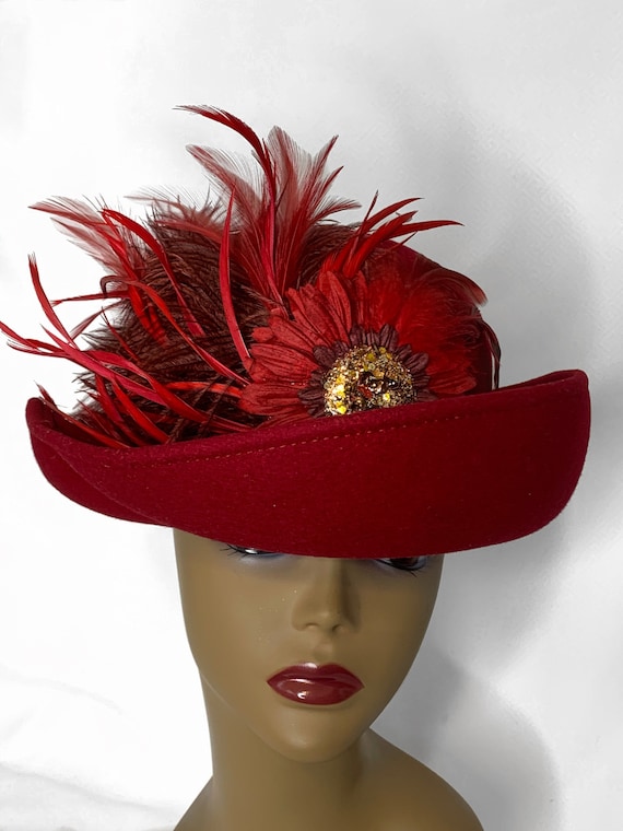 Easter Sunday Custom Hat Red Hat Derby Church Hat Couture Hat Christmas Hat Etsy Australia